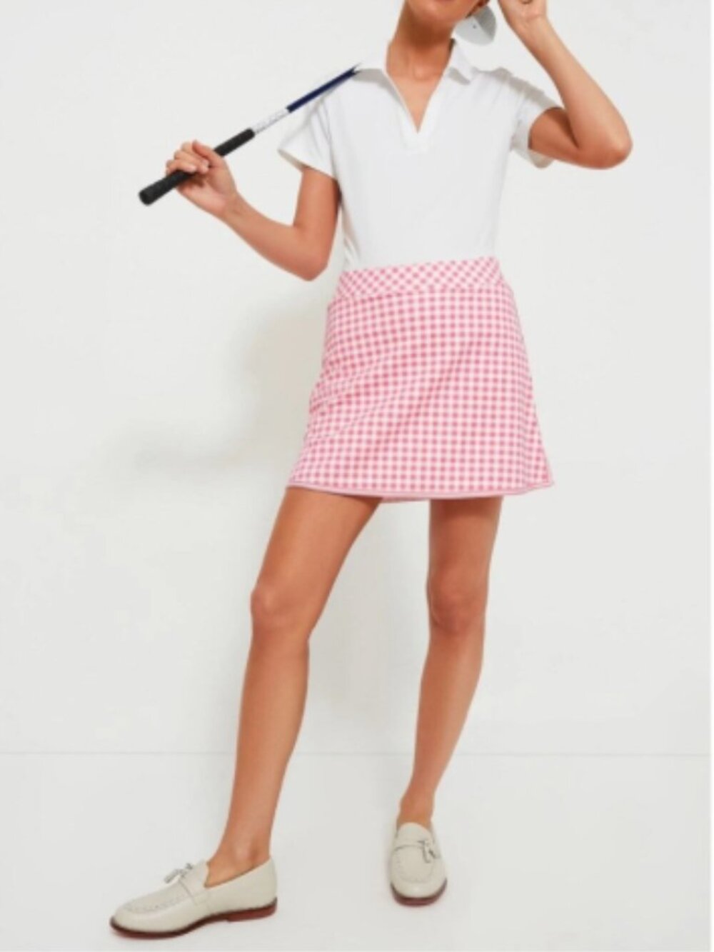 Tuckernuck Karrie Golf Skirt Medium Pink Gingham 16” Preppy Stretch Skort NWT - Picture 14 of 14